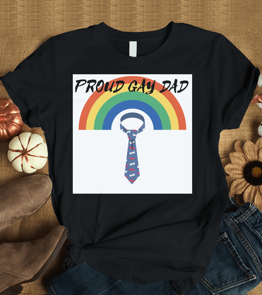 PROUD GAY DAD Rainbow Neck Tie T-Shirt