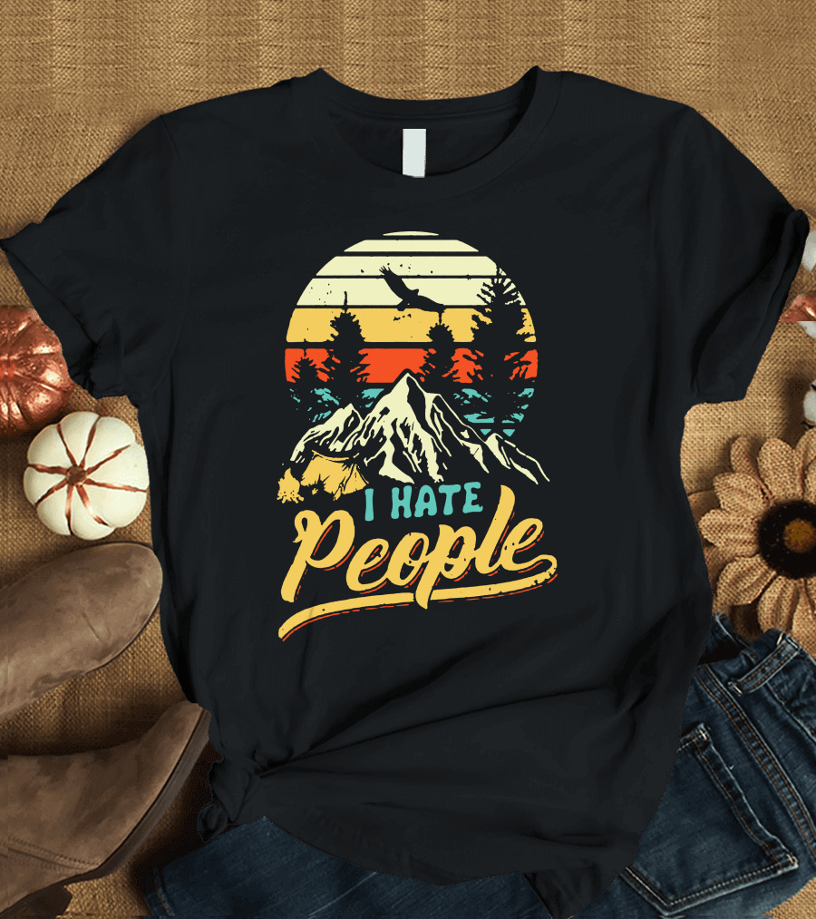 I Hate People Camper Lovers Mountain Sunset Adventure T-Shirt