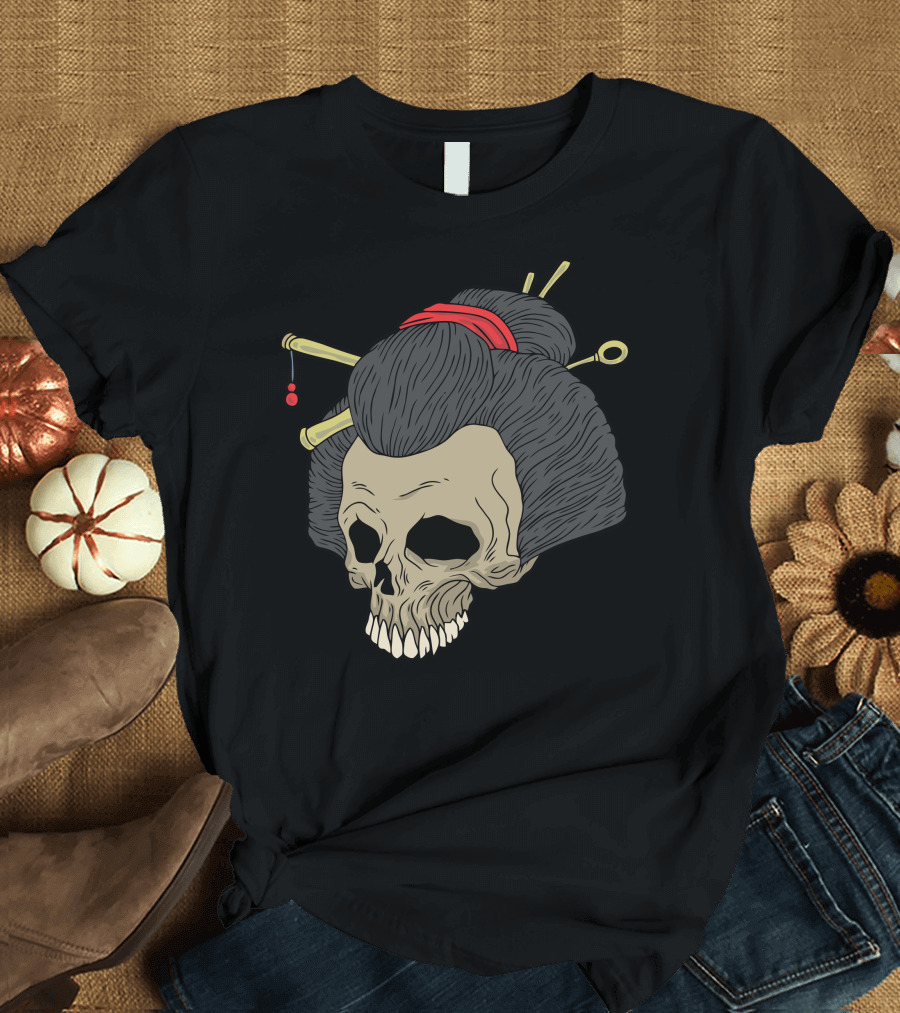 Japanese Skull Geisha Hair T-Shirt