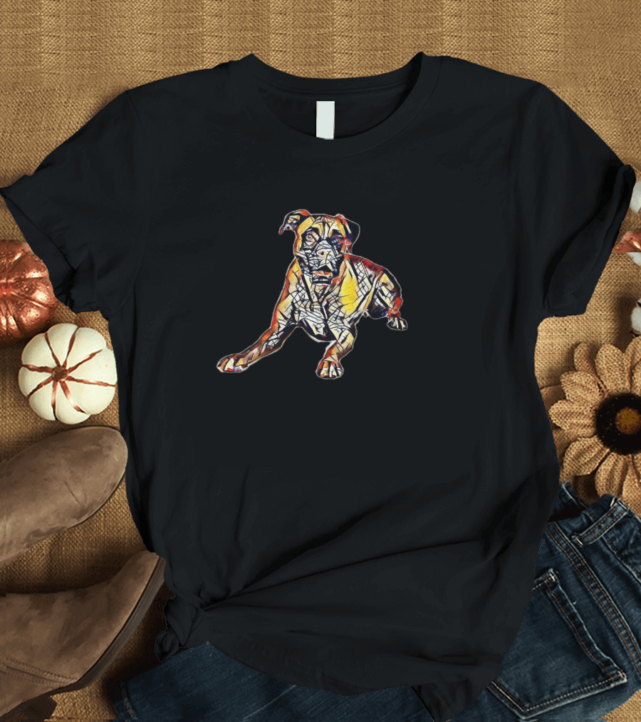 A Beautiful Boxer Dog Laying Stained Glass T-Shirt