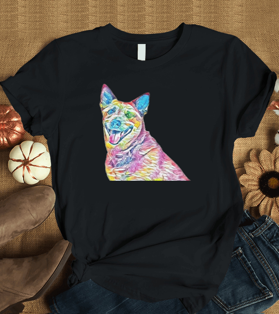 A Closeup Of A Friendly Australian Cattle Dog Colorful T-Shirt