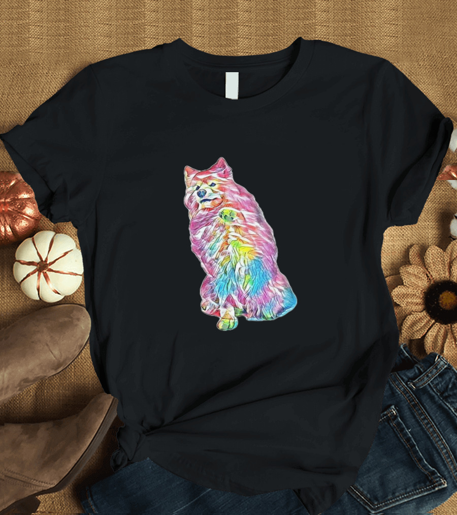 A Friendly Samoyed Dog Extend Rainbow Colors T-Shirt