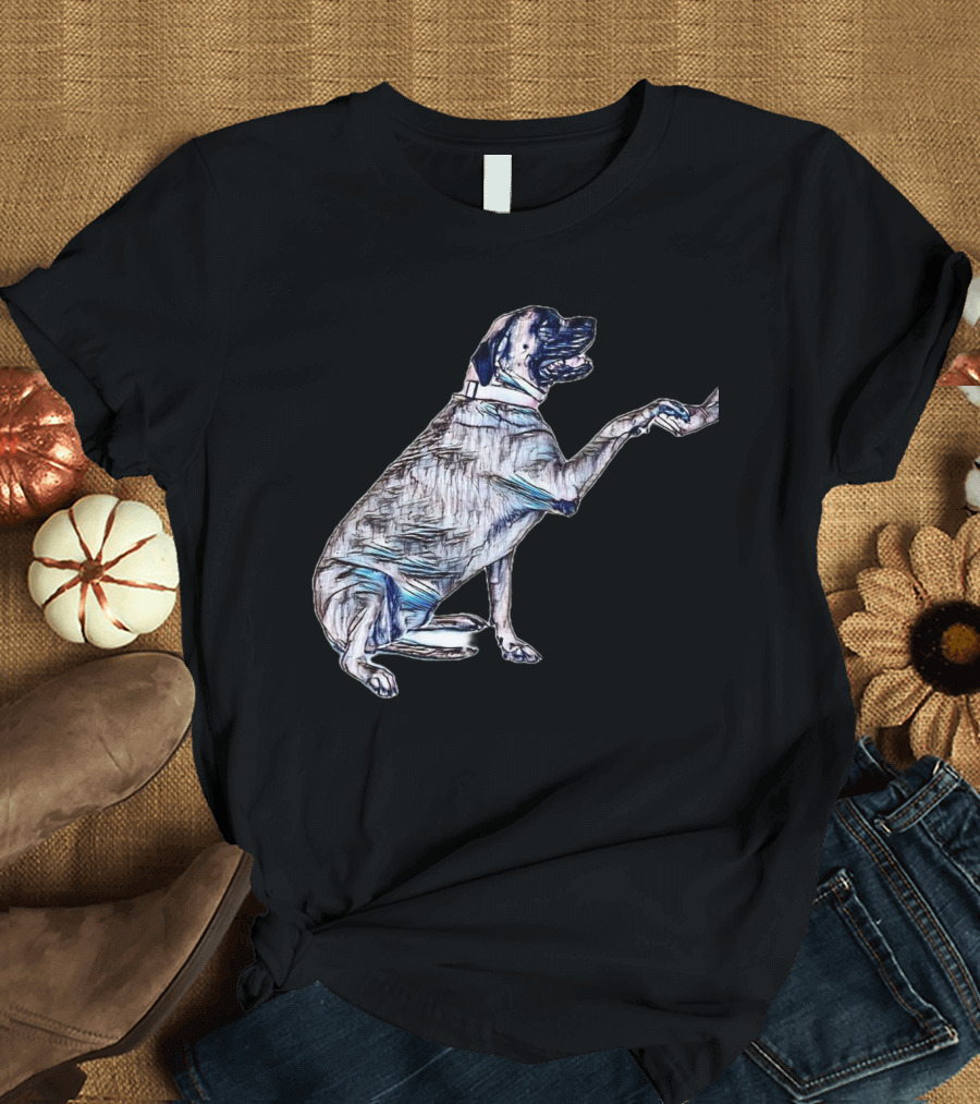 A Large Female English Mastif Shaking Hands Sketch T-Shirt