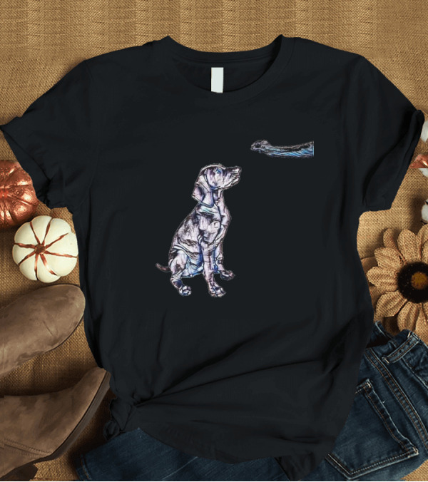 T-Shirt: A Person Holding A Treat In Front Of Sitting Dog T-Shirt A Person Holding A Treat In Front Of Sitting Dog T-Shirt