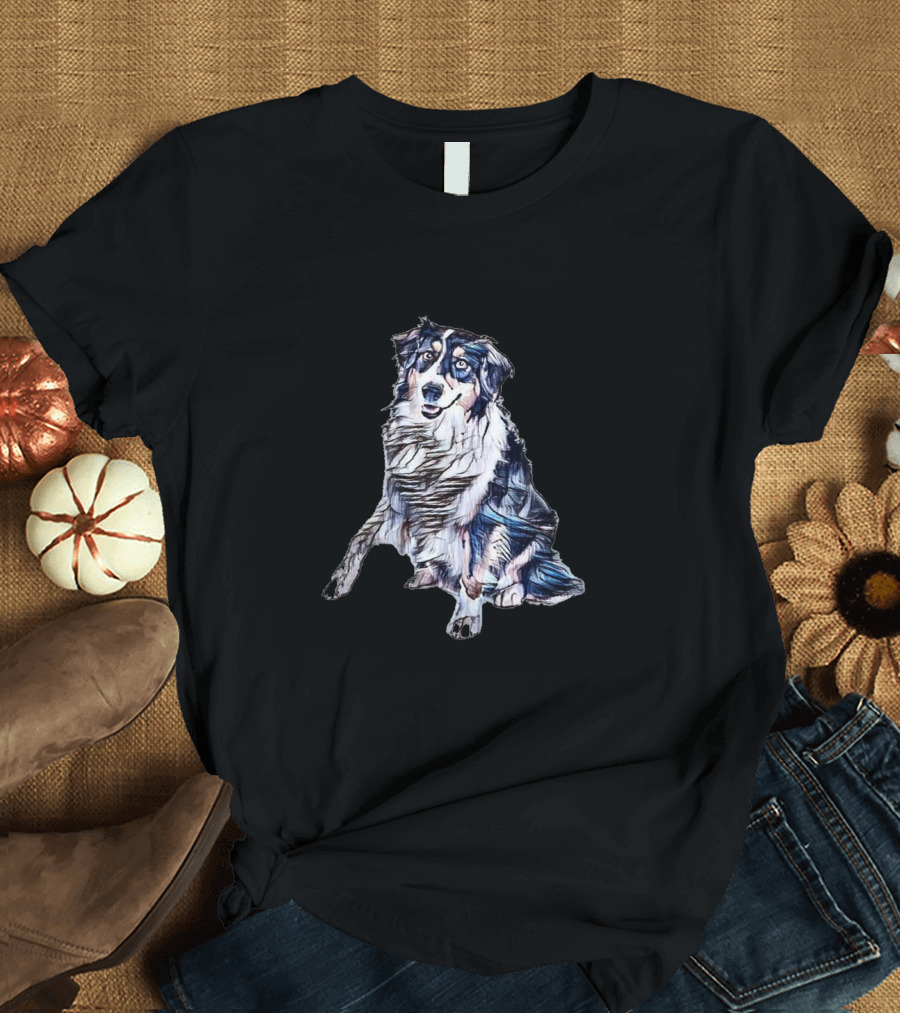 A Playful and Friendly Australian Shepherd Dog T-Shirt