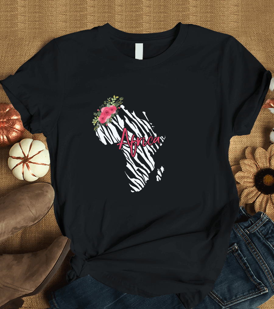 Africa Zebra Pattern with Floral Accent T-Shirt
