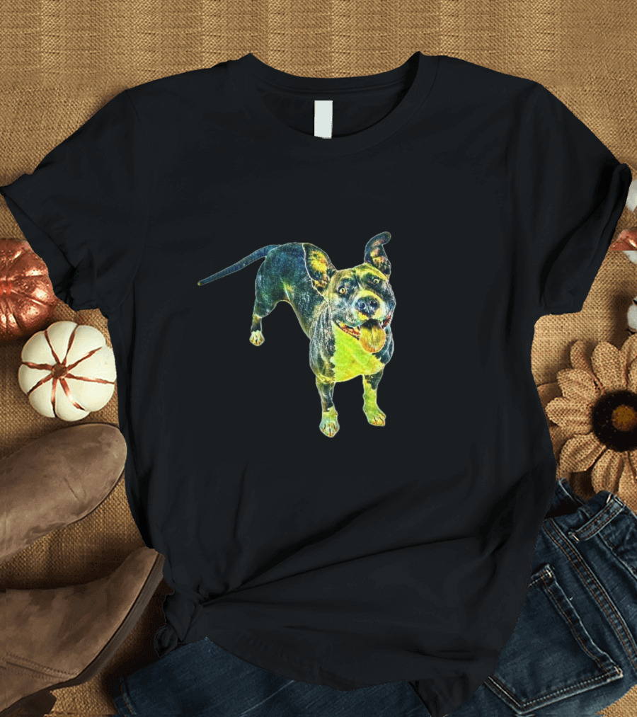 An Overhead View Of A Playful Dog with Tongue Out T-Shirt
