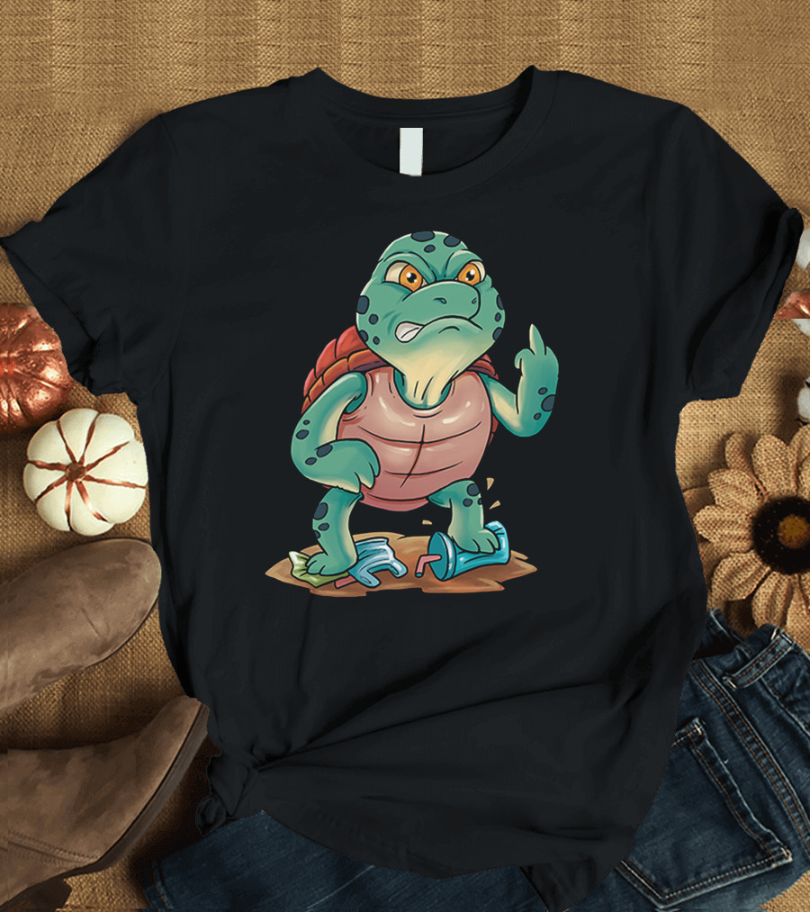 Angry Turtle Protect The Earth from Plastic In The Oceans T-Shirt