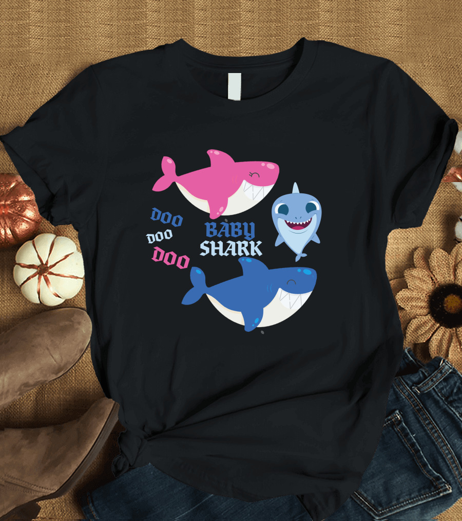 Baby Shark Doo Doo Doo Pink Blue Sharks T-Shirt