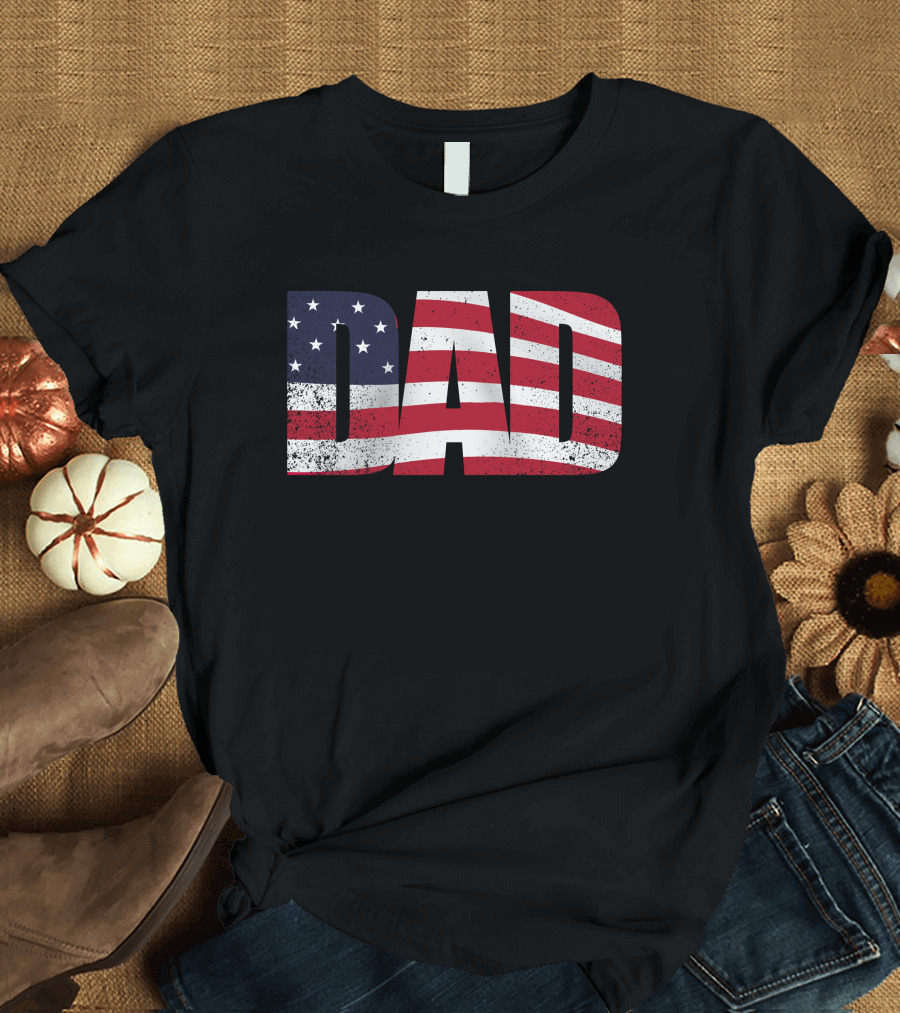 Dad American Flag Stars Stripes Man Myth Legend T-Shirt
