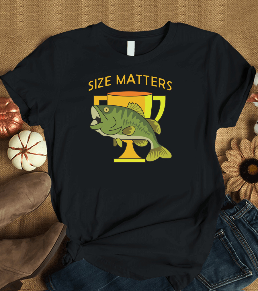 Size Matters Funny Fishing Champion with Trophy and Fish T-Shirt