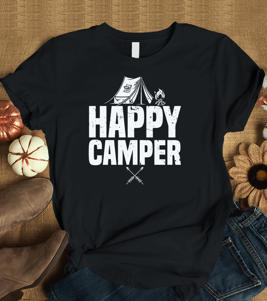 Happy Camper Tent and Campfire Adventure Outdoor T-Shirt