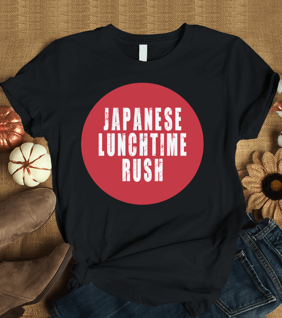 Japanese Lunchtime Rush White Text on Red Circle T-Shirt