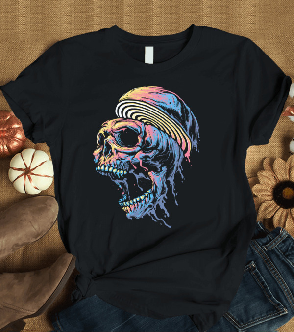 T-Shirt: Let It Drip Skull with Dripping Vibrant Colors and Psychedelic Spiral Mohawk T-Shirt Let It Drip Skull with Dripping Vibrant Colors and Psychedelic Spiral Mohawk T-Shirt