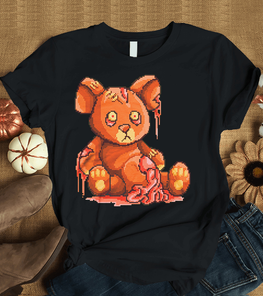 Teddy Zombie Pixel Art Bloody Horror Plush Toy T-Shirt