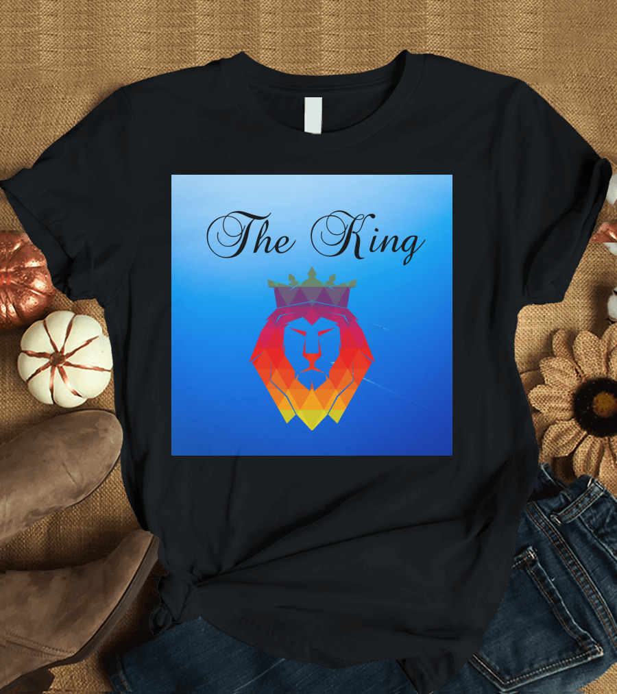 The King Vibrant Geometric Crowned Lion T-Shirt