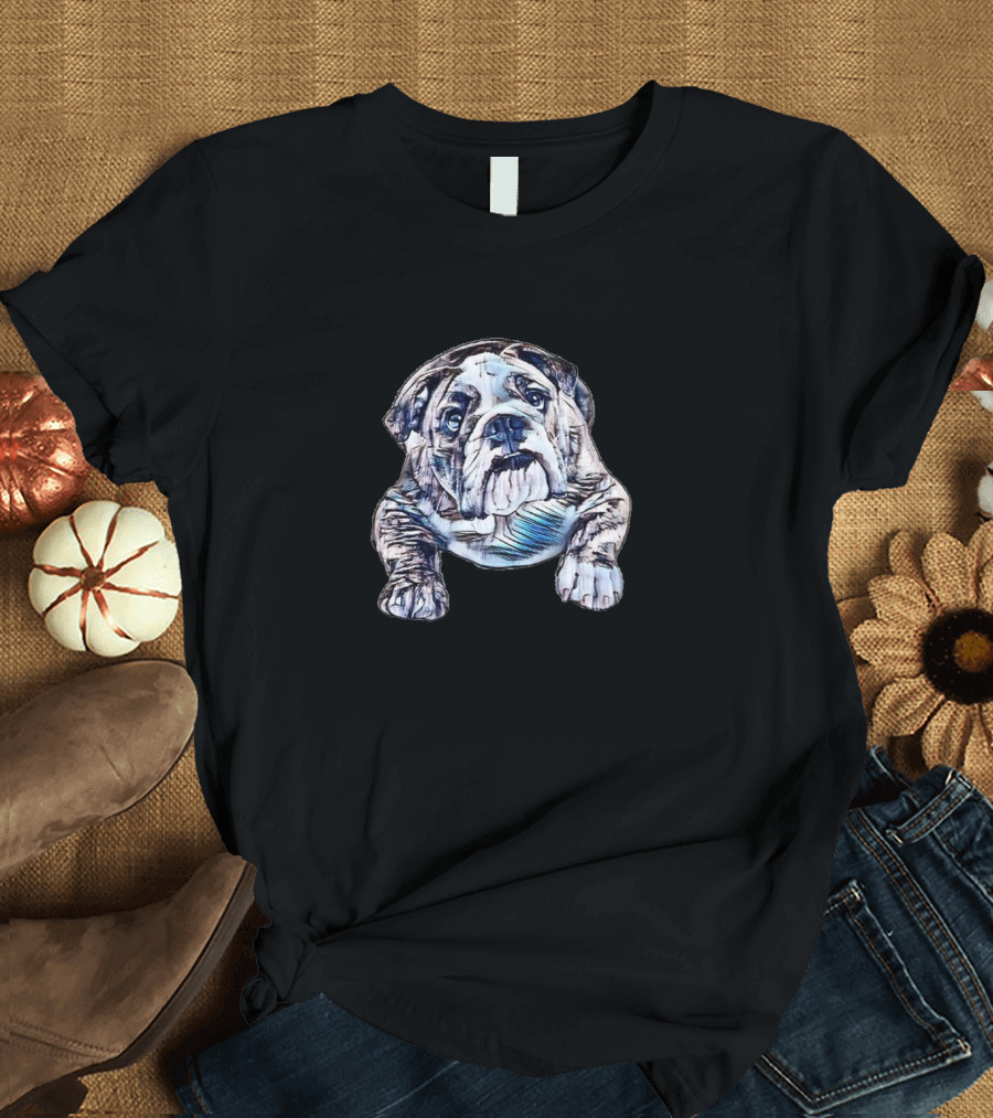 English Bulldog Laying Down Sketch T-Shirt