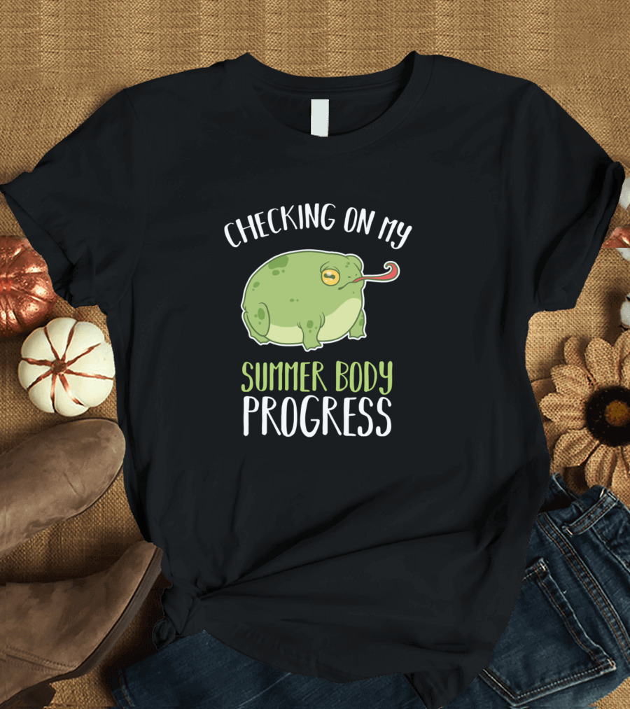 Checking on My Summer Body Progress Frog Chubby Frog Fat Toad Pet T-Shirt