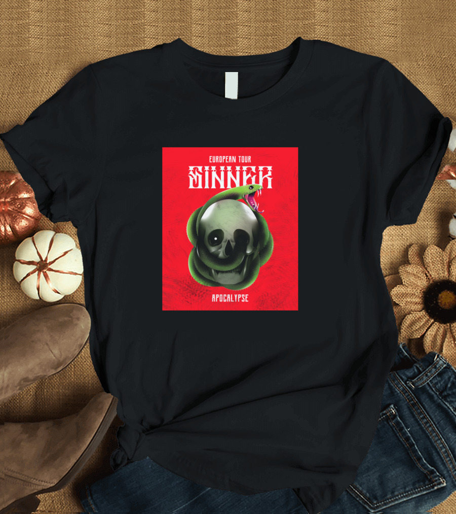 European Tour Sinner Apocalypse Snake Skull T-Shirt