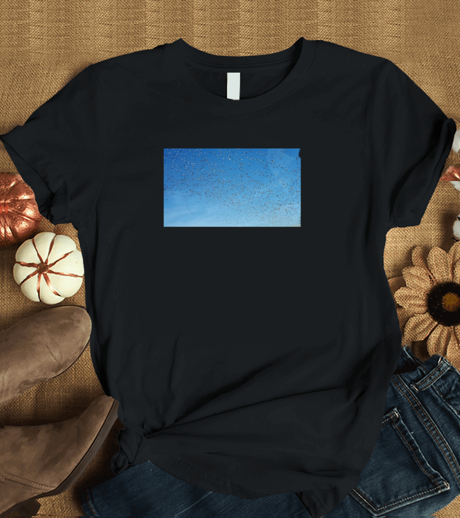 Bird Swarm Blue Sky Flock T-Shirt