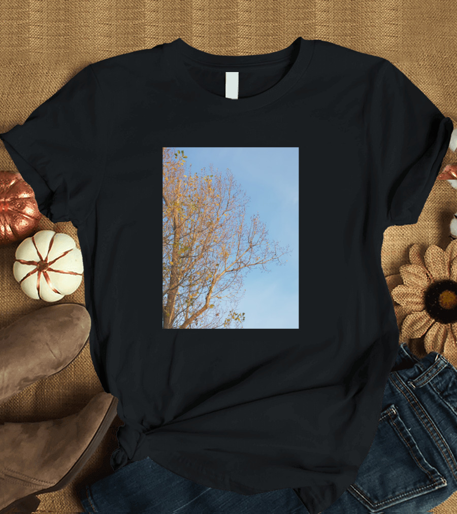 Golden Autumn Tree Against Clear Blue Sky T-Shirt