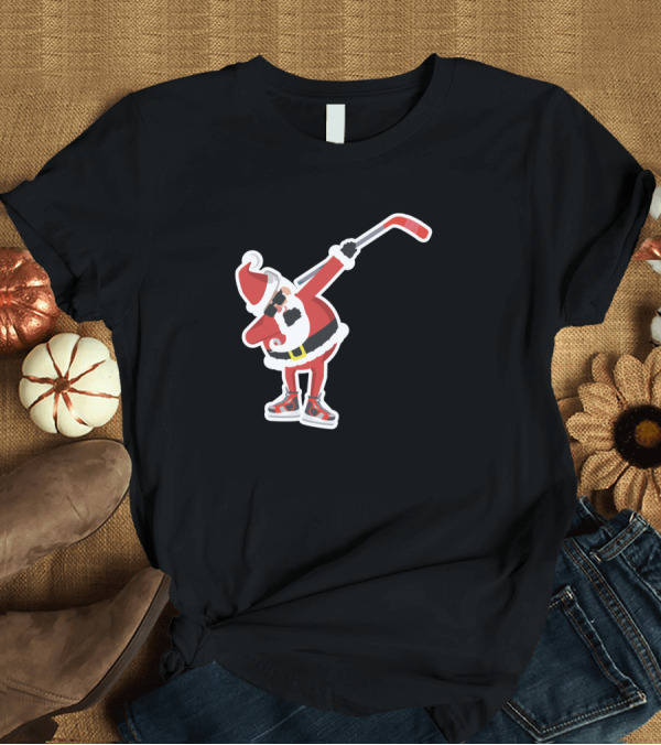 T-Shirt: Ice Hockey Dabbing Santa Claus with Hockey Stick T-Shirt Ice Hockey Dabbing Santa Claus with Hockey Stick T-Shirt