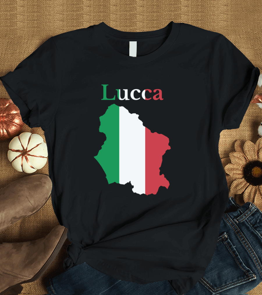 Lucca Italy Map with Italian Flag Colors T-Shirt