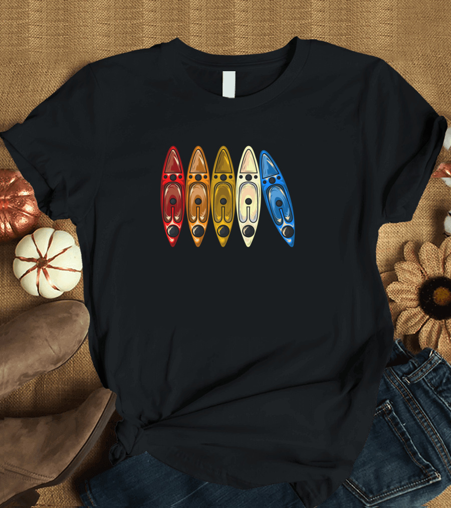 Retro Kayaking Vintage Kayak Rainbow T-Shirt