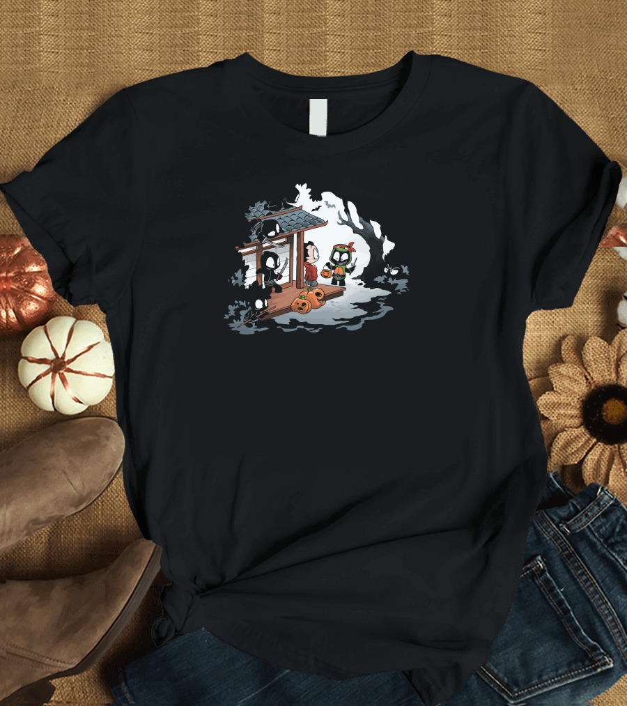 Halloween Decoy Ninja Trick-or-Treat Ambush Scene T-Shirt