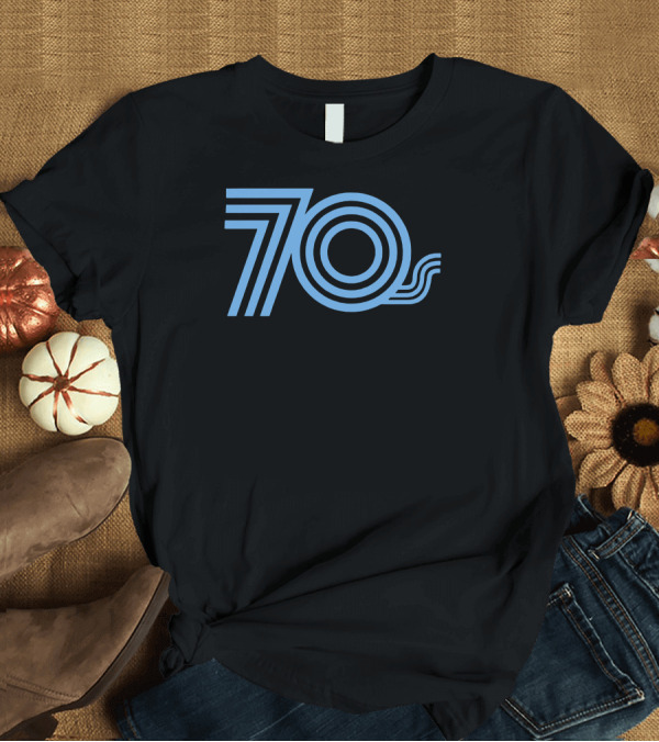 T-Shirt: 70s Retro Seventies Blue Line T-Shirt 70s Retro Seventies Blue Line T-Shirt