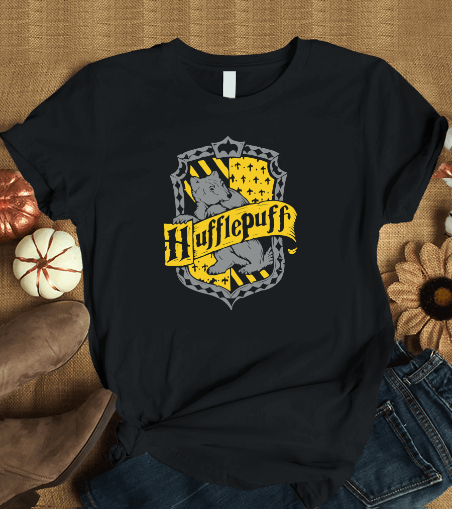 Hufflepuff Badge Featuring Badger and Shield Emblem T-Shirt