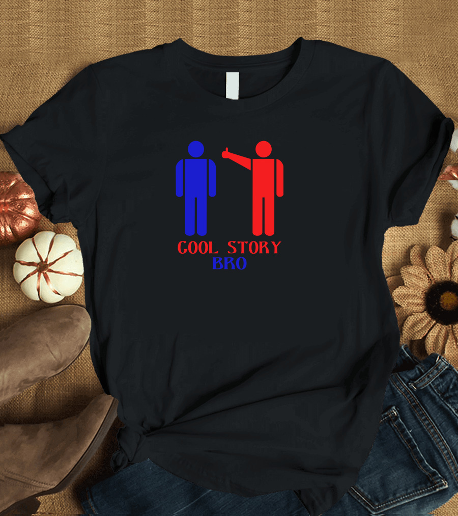 Cool Story Bro Ism Red Blue Figures Silhouette Hooded Pullovers T-Shirt