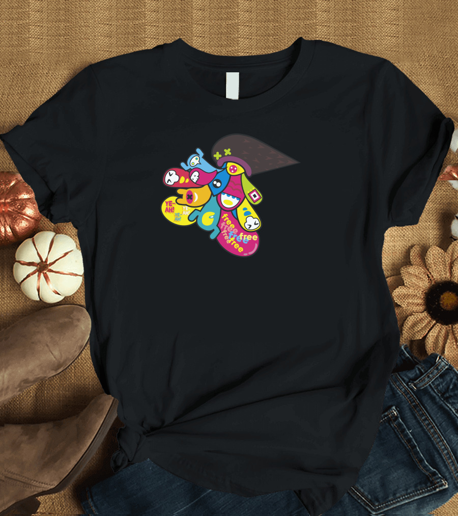 The Breakout Monster Crew Free Free Free Colorful Faces and Ye Ah T-Shirt