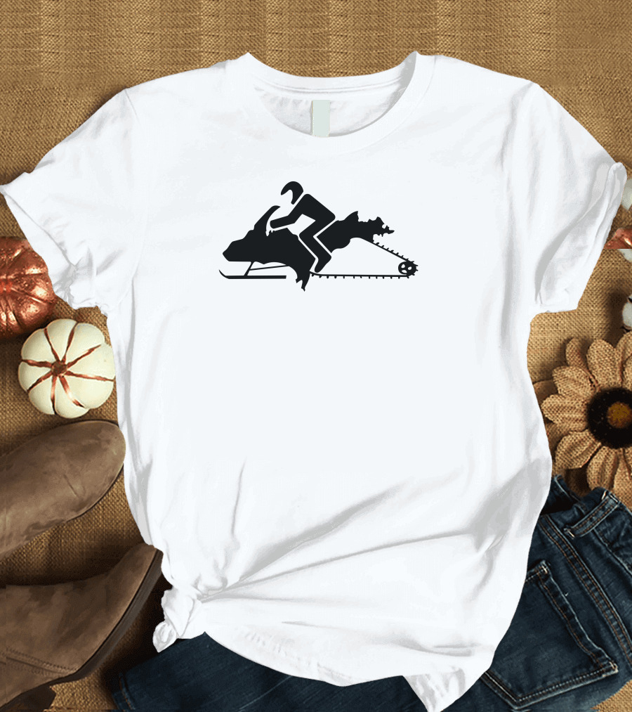 Upper Peninsula UP Snowmobile Silhouette Sledders Com Ash T-Shirt