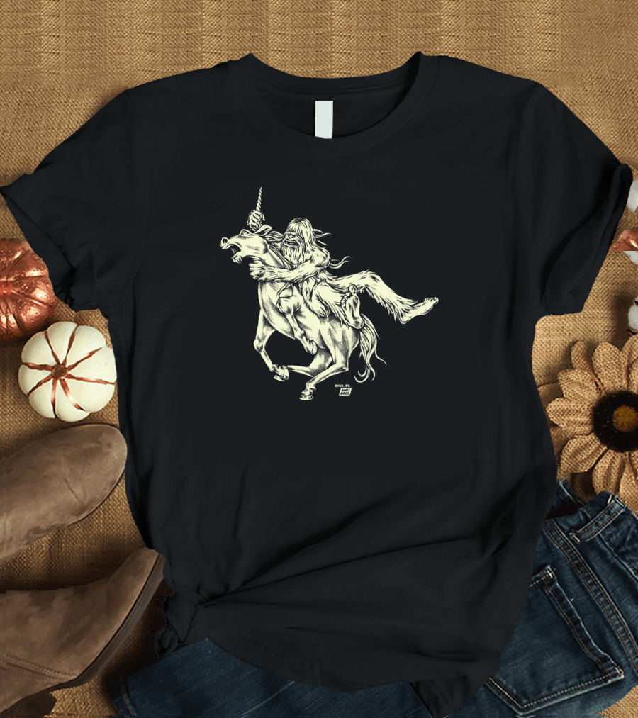 Ames Bros Bigfoot Battling Mythical Unicorn Showdown T-Shirt