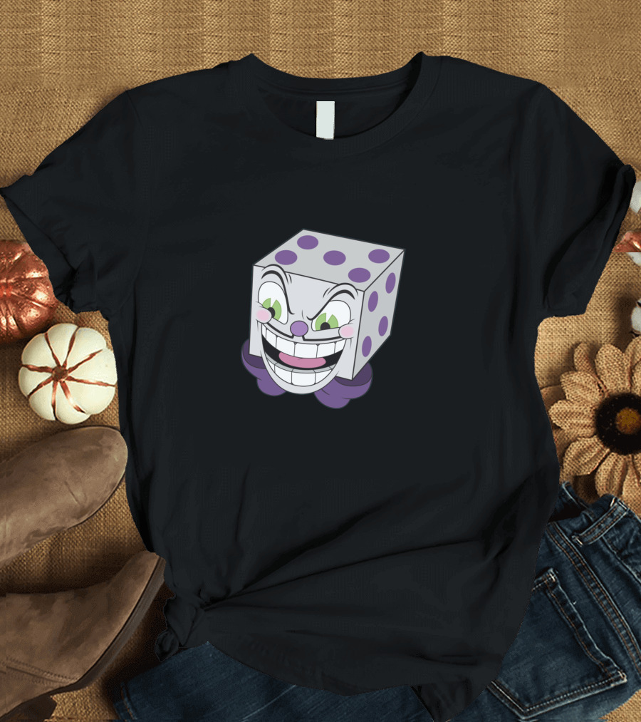 Cuphead King Dice Face Dice Head Purple Polka Dots T-Shirt