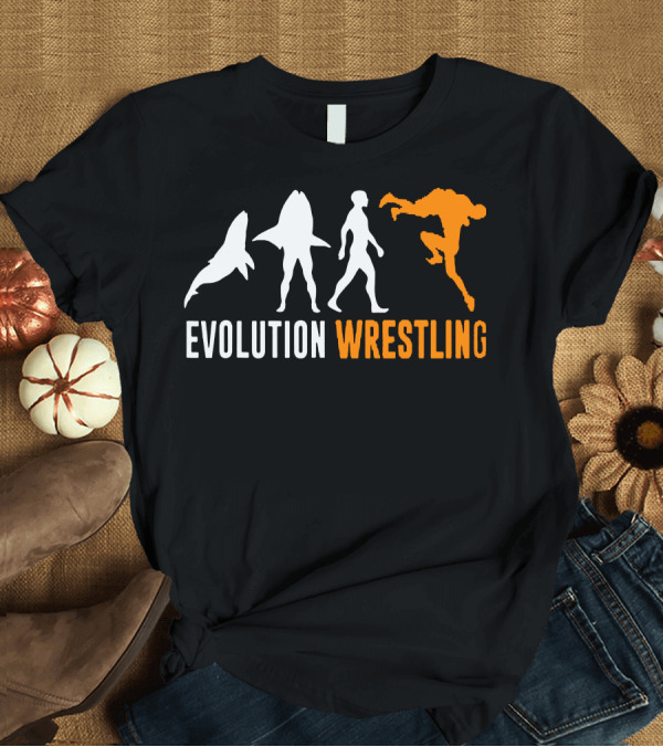 T-Shirt: Evolution of Fishes to Human Wrestling Humor T-Shirt Evolution of Fishes to Human Wrestling Humor T-Shirt