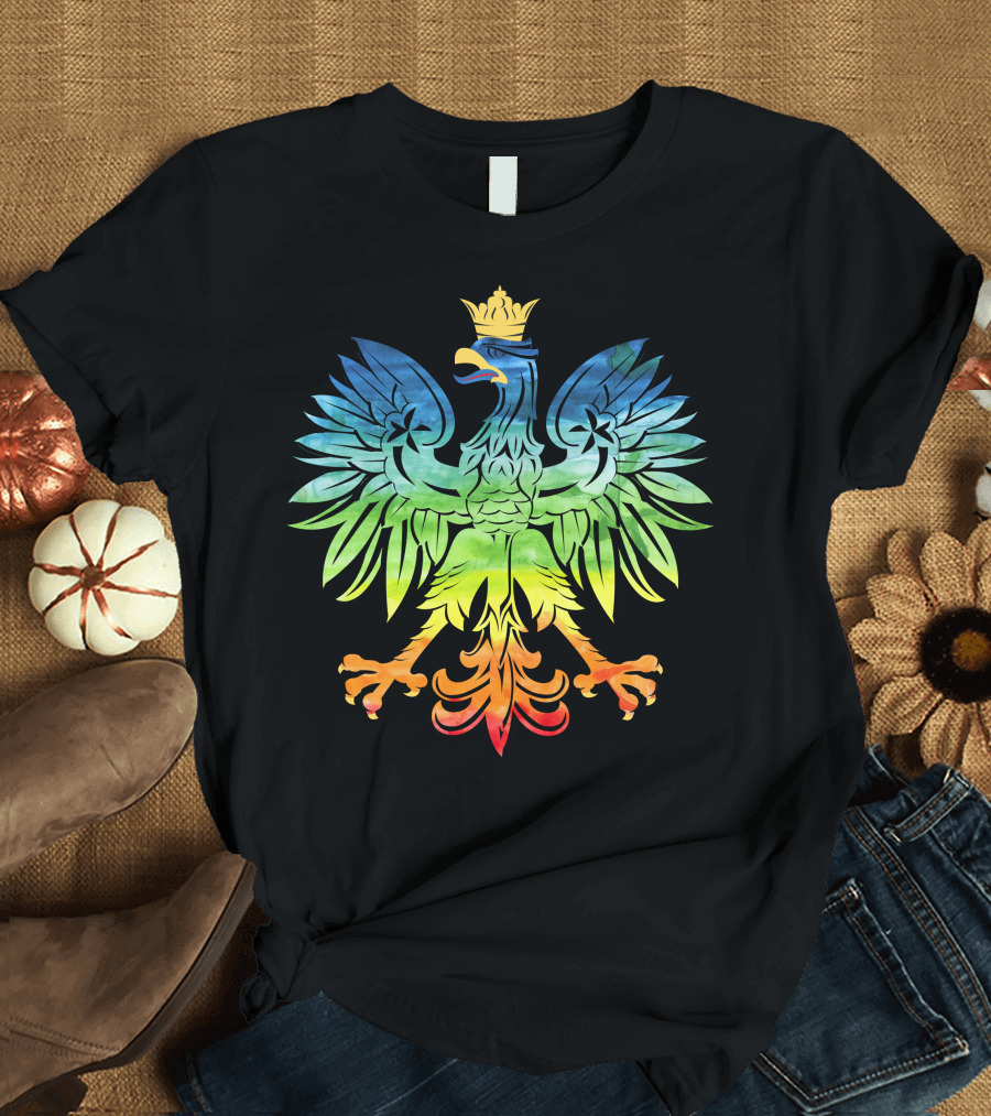 Gay Poland Rainbow Eagle Emblem T-Shirt