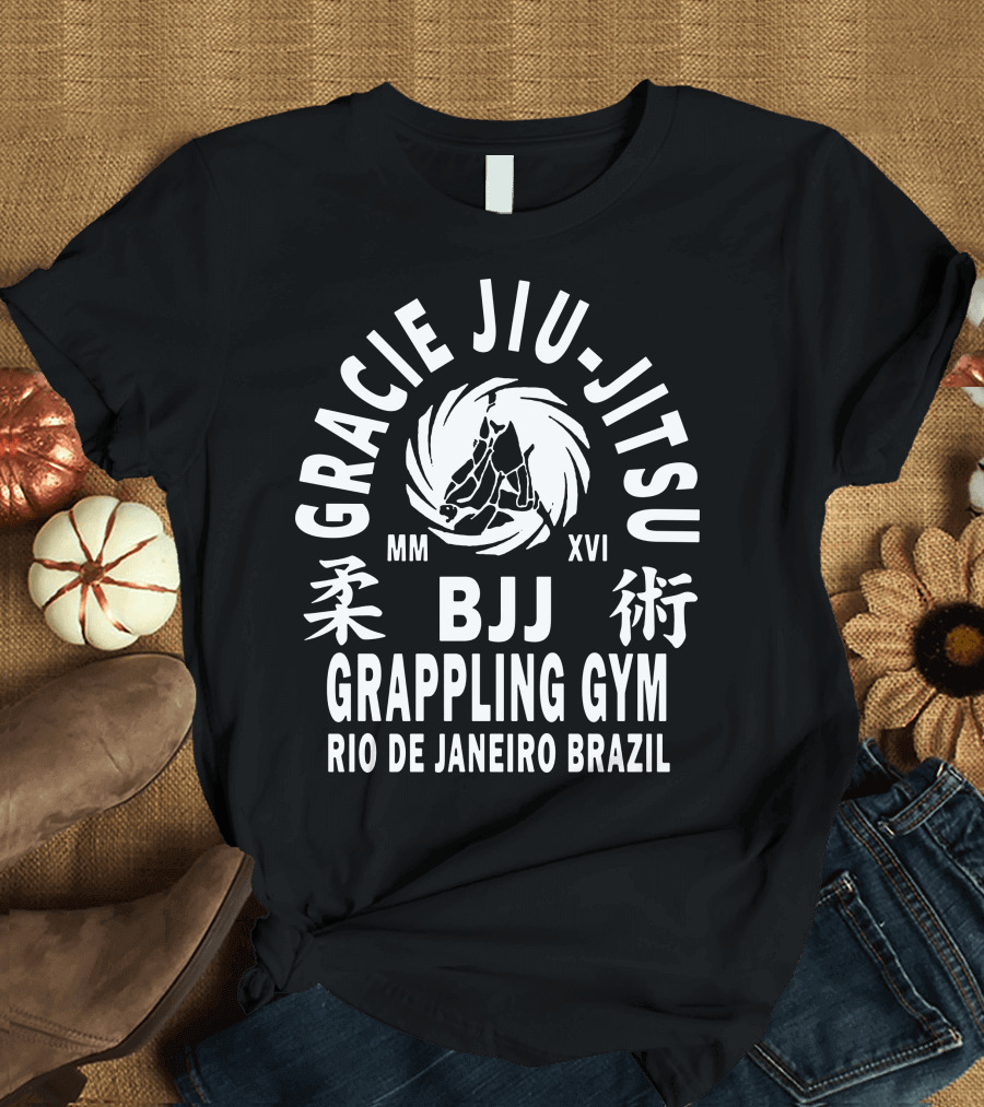Gracie Jiu-Jitsu BJJ Grappling Gym Rio De Janeiro Brazil T-Shirt
