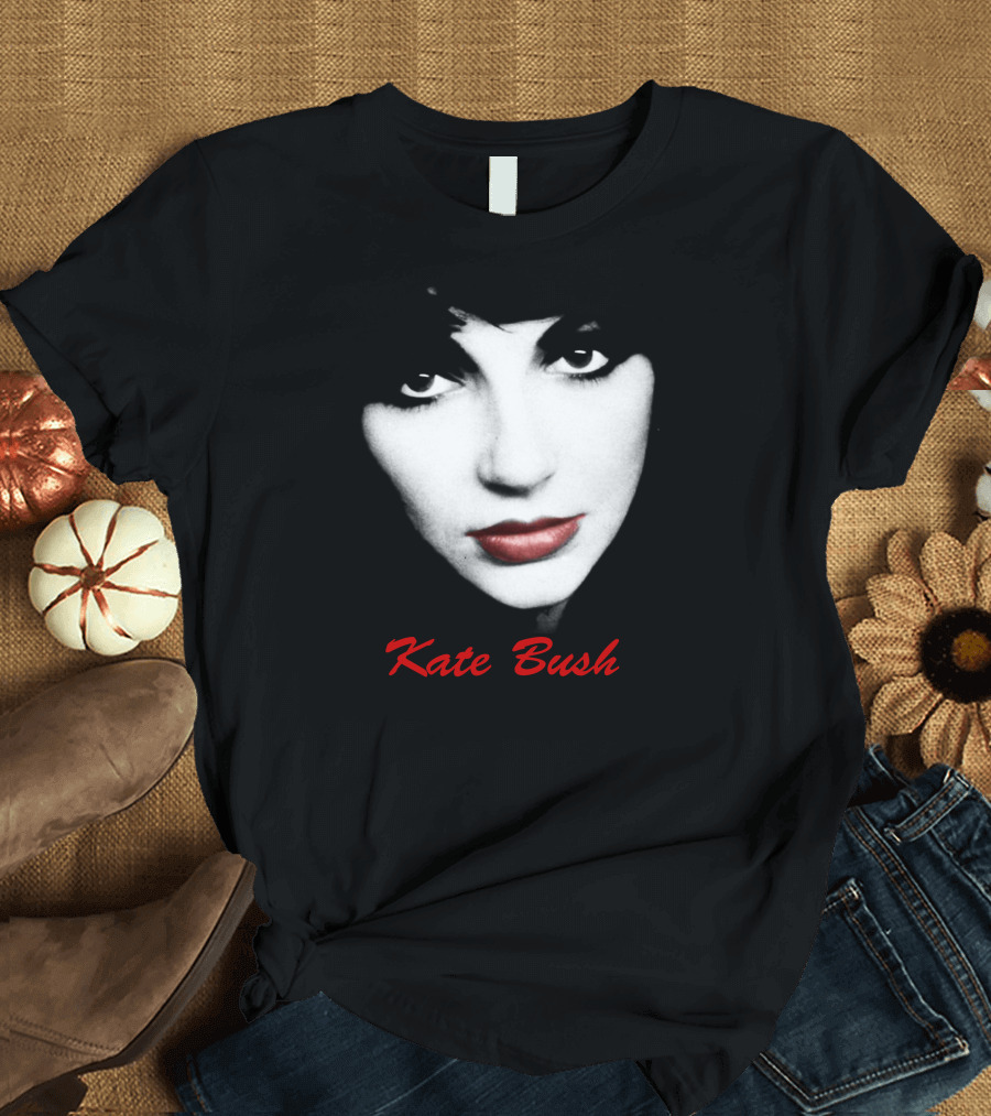 Kate Bush Monochrome Portrait with Red Lips T-Shirt