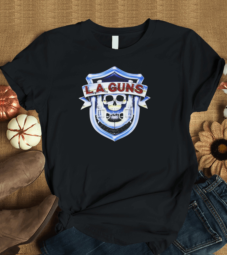 LA Guns Skull Shield Emblem No Mercy Tour 1988 T-Shirt