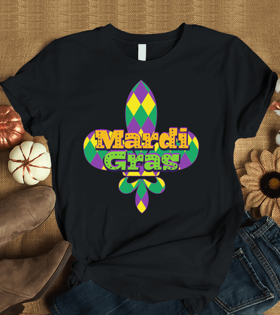 Mardi Gras Argyle Fleur-de-Lis T-Shirt