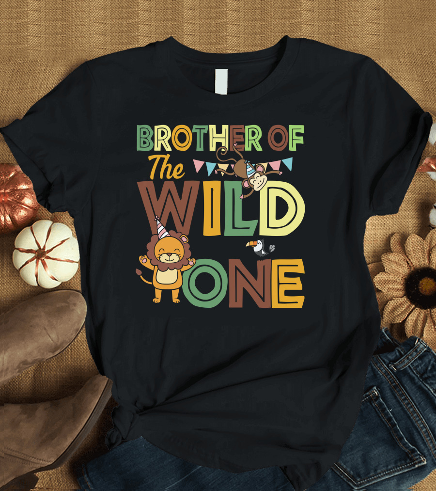 BROTHER OF THE WILD ONE LION MONKEY TOUCAN PARTY T-Shirt