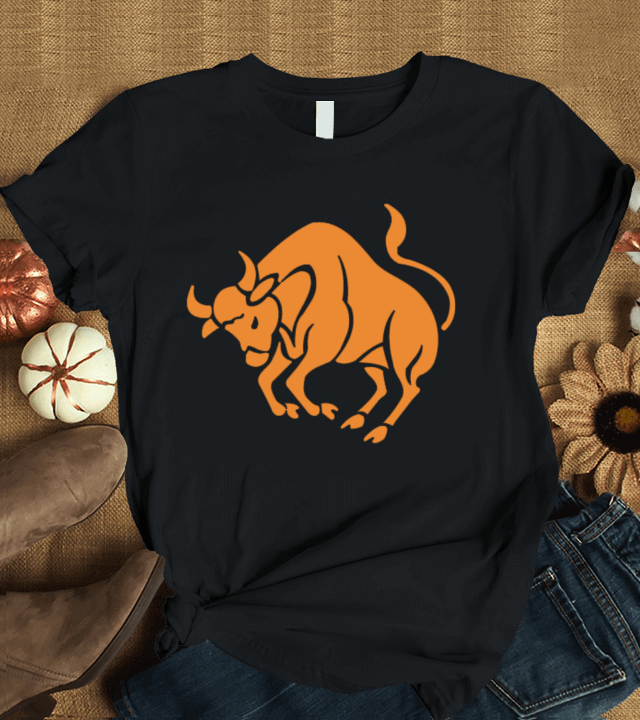 Bulls Orange Charging Bull T-Shirt