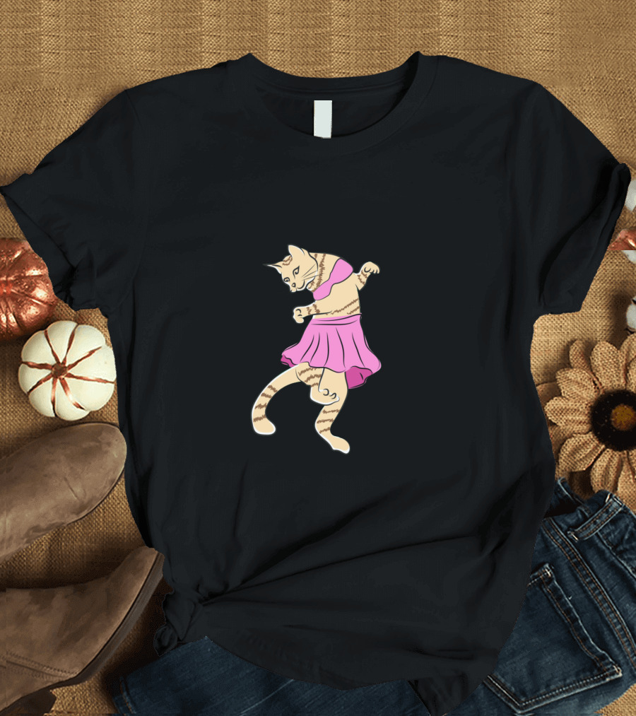Cat In Fancy Pink Dress T-Shirt