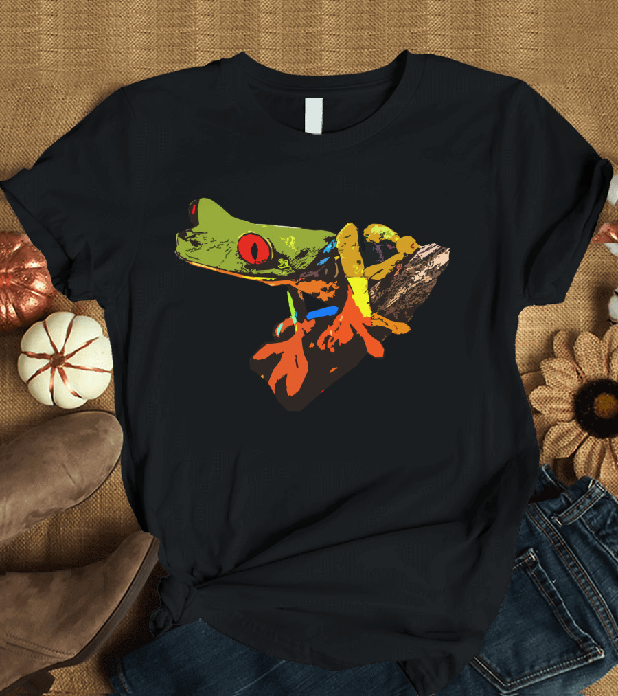 Colored Frog Pop Art Style Vibrant Tree Branch T-Shirt
