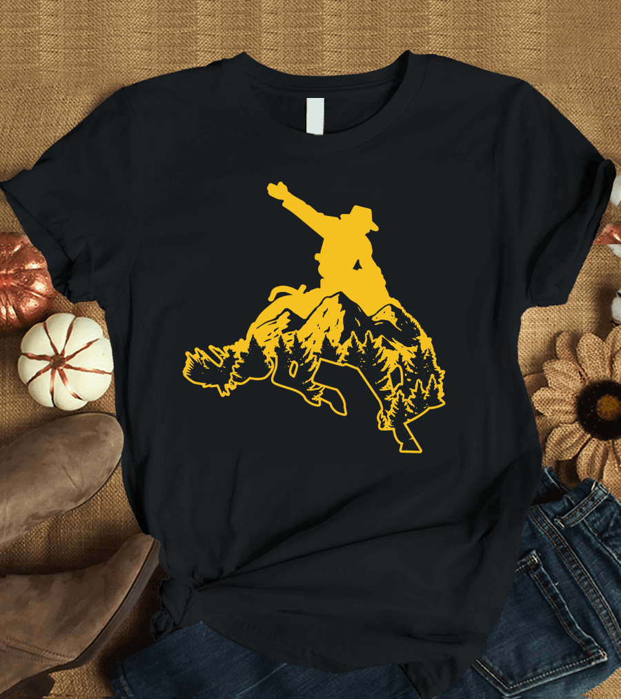 Country Horse Cowboy Riding Mountainous Terrain T-Shirt