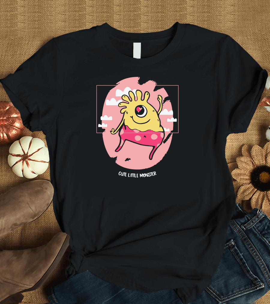 Cute Little Monster One-Eyed Playful Cartoon Character T-Shirt