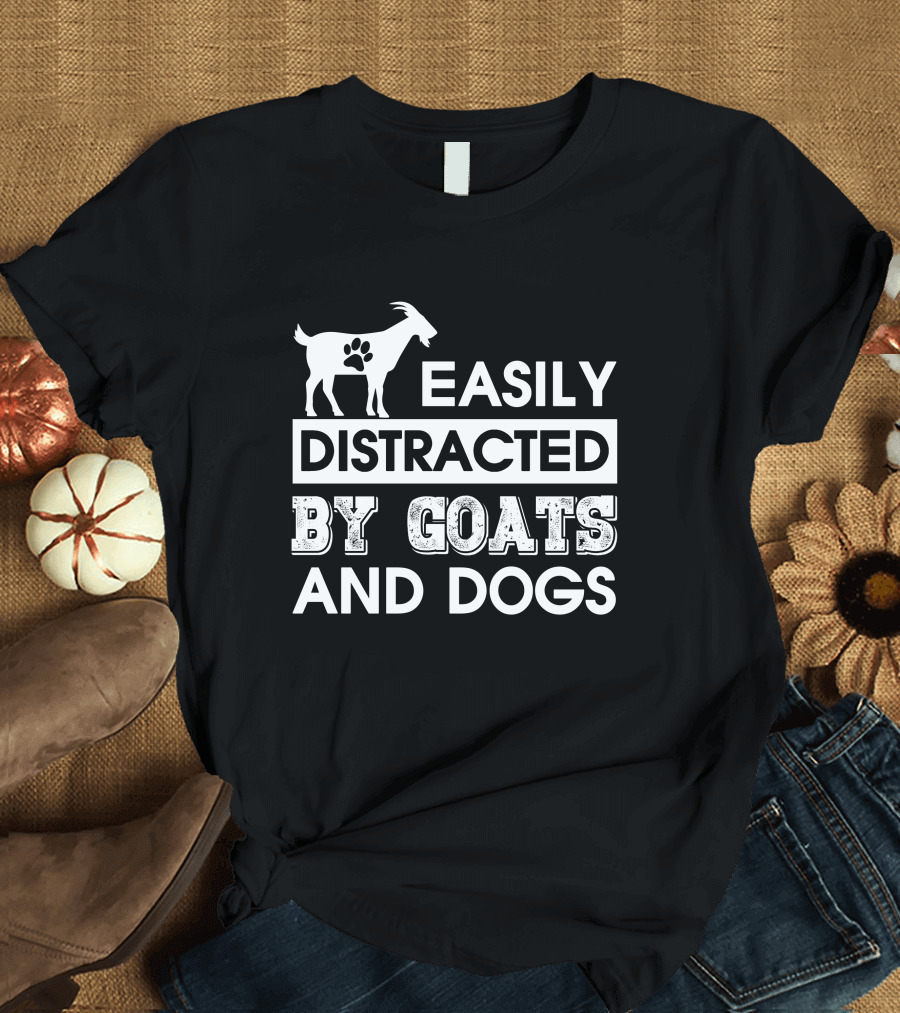 Easily Distracted by Goats and Dogs Paw Prints T-Shirt