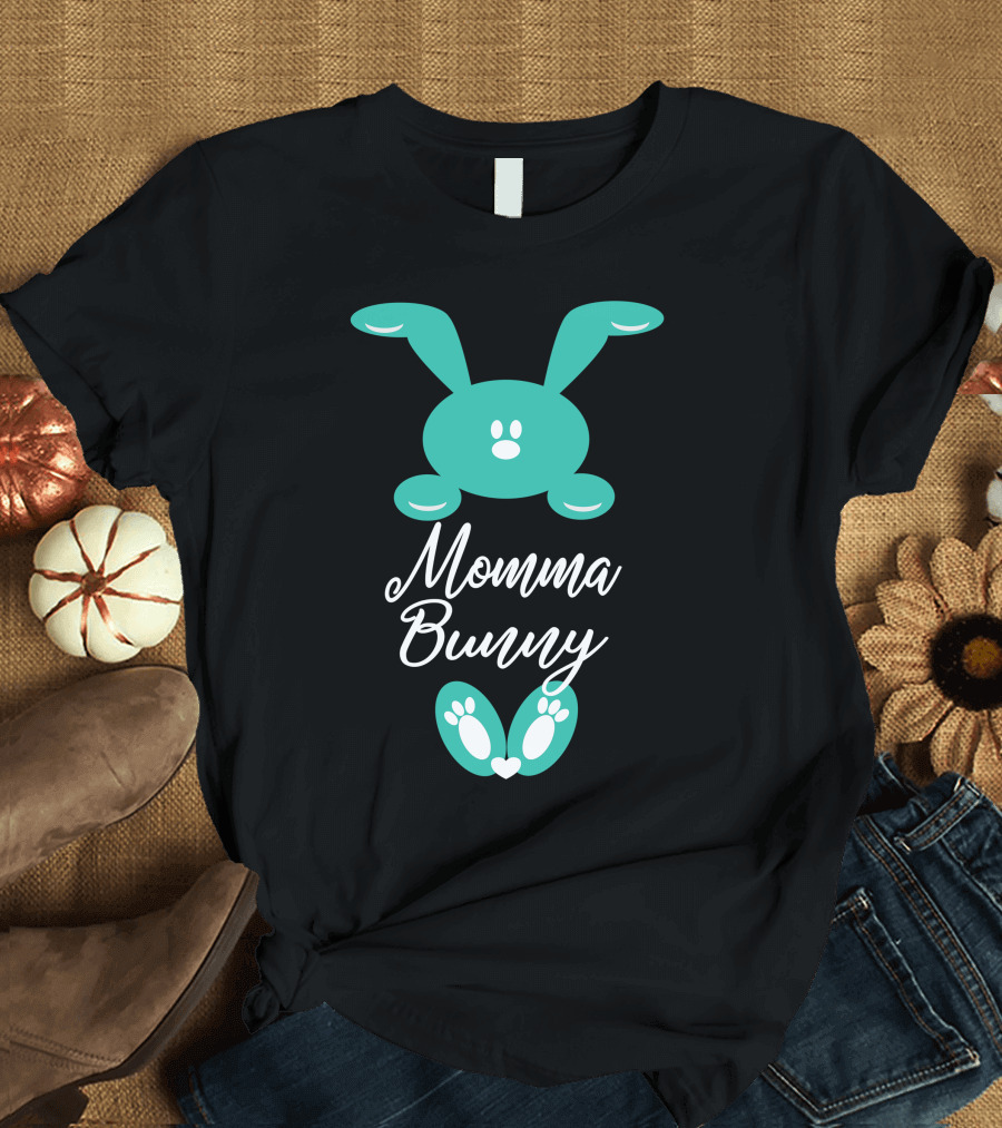 Momma Bunny Rabbit Teal Easter Fun T-Shirt